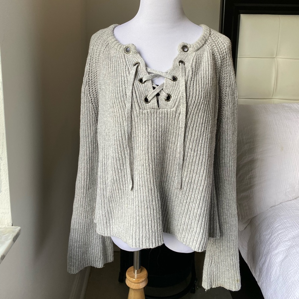 L. A. Hearts Lace Up Sweater